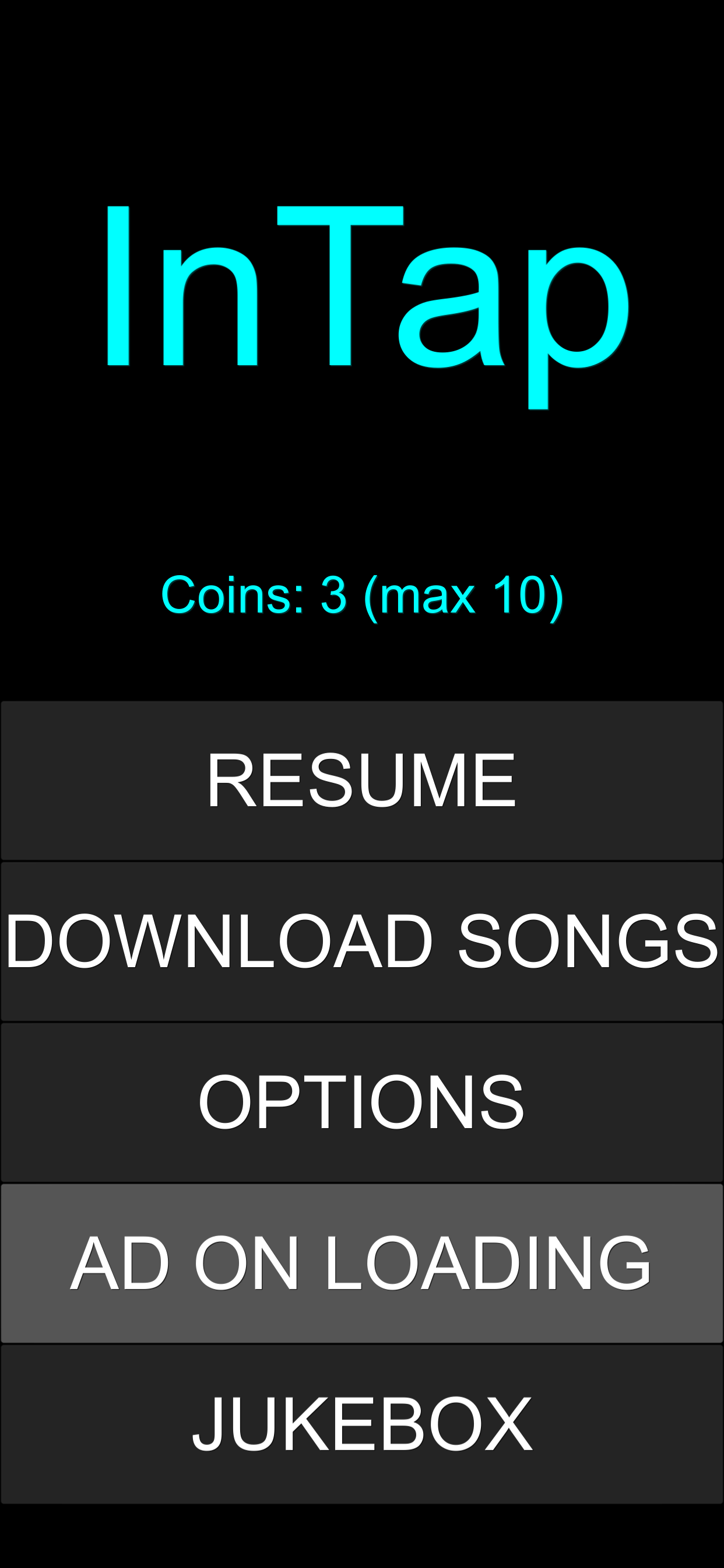 InTap Start Screen